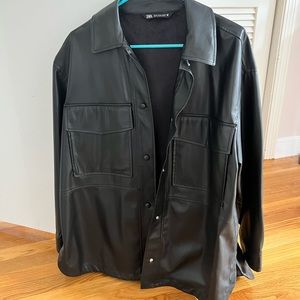 Zara faux leather shirt